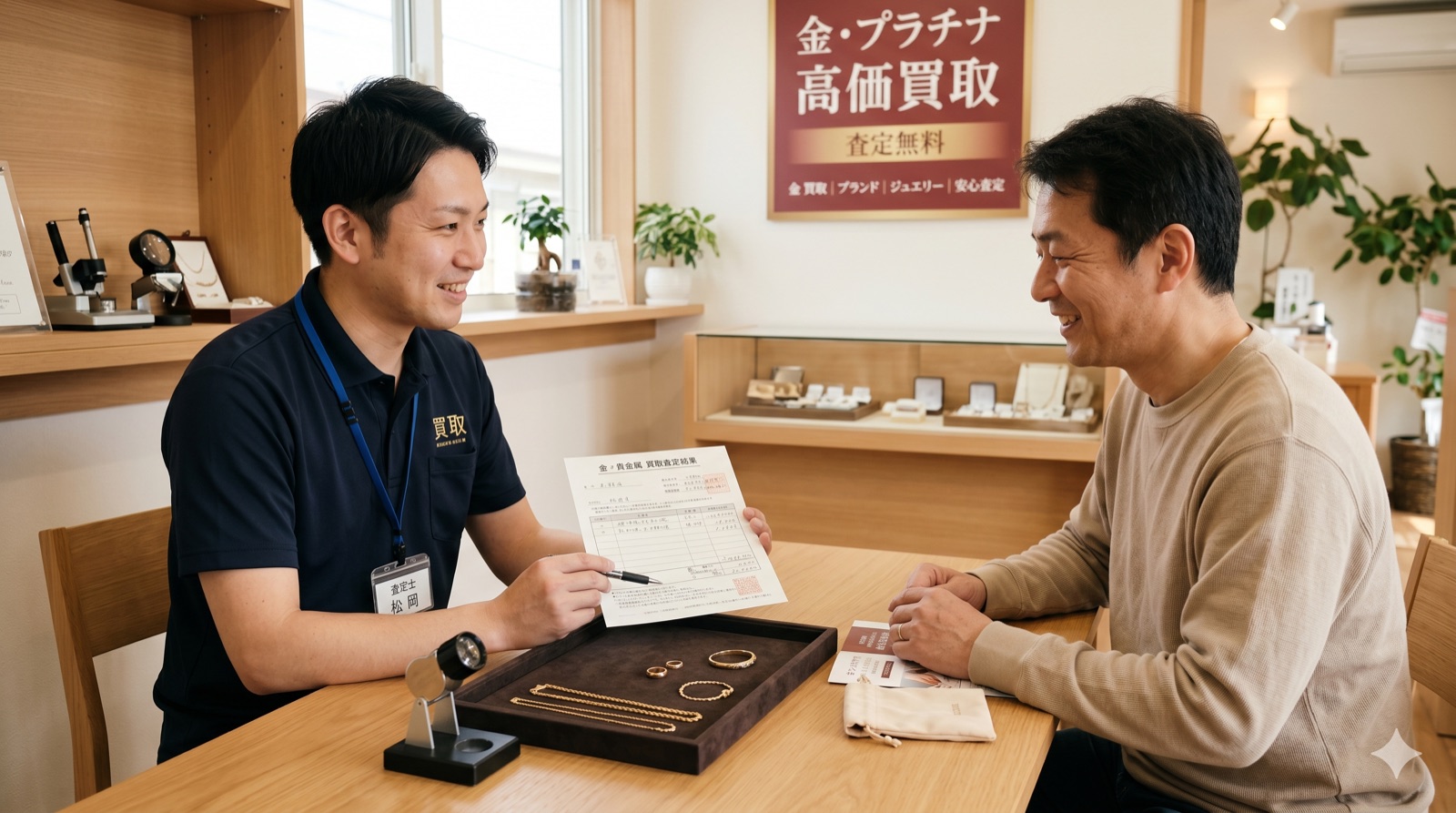 店頭での査定の様子